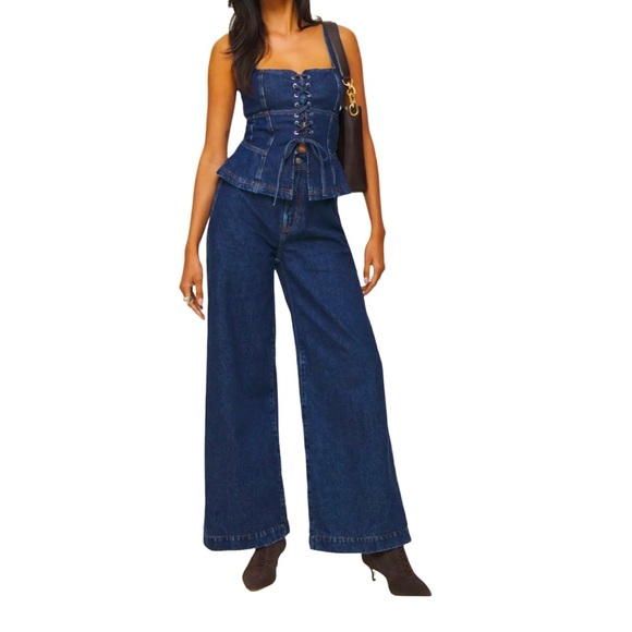 Reformation Austin Ultra High Rise Wide Leg Jeans Kacey Musgraves Elwood Size 23 - Picture 1 of 11